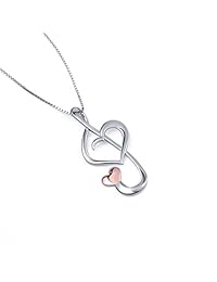 Collar con colgante de plata de ley 925 con diseño de nota musical, cadena de 17.7 in