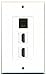 RiteAV - 1 Cat6 Black Ethernet Port and 2 HDMI Female Decorative Wall Plate - White