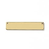 9 Count Gold Plated Stainless Steel Rectangle Bar Metal Stamping Blank Tag with Two Holes 39mm x 8mm