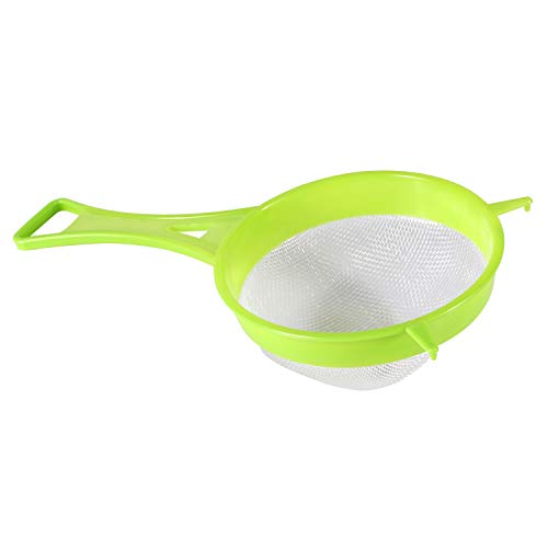 Fine Mesh Strainer Colander, Benbo 4Pcs Plastic Food Soy Milk Flour Sieve Long Handle Icing Sugar Sifters Strainer Tea Filter and Silicone Foldable Funnel for Kitchen