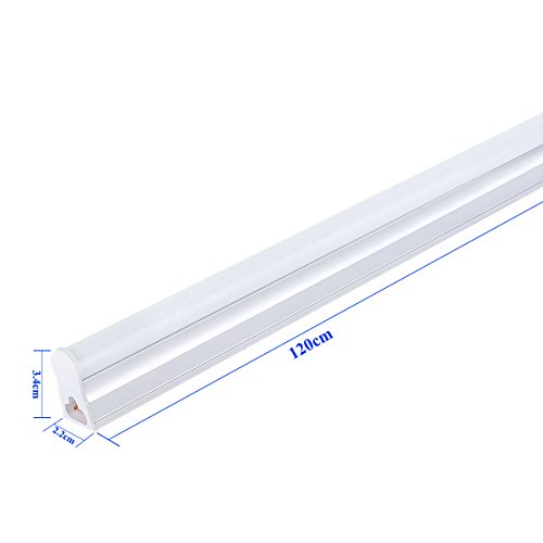 Brillihood T5 Integrated LED Single Light Fixture, 4FT, 2200lm, 6000K (Bright White) Milky Cover, 20W Utility Shop Light, Kitchen, Ceiling and Under Cabinet Light Tube with ON/Off Switch (10-Pack) - Thumbnail 4