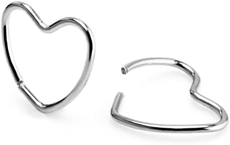 Us-Charisma Stainless Steel Body Piercing Jewelry Nose Studs 1Prs Steel 18g 20g 10mm Heart Clip On Closure Daith Ring Fake Nose Lip Tragus Cartilage Earring Jewelry