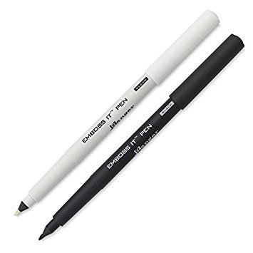 Embossing Starter Kit Bundle - 6 Embossing Powders, 1 Bye Bye Static Pad and Two Ranger Embossing Pens (Black/White pens)