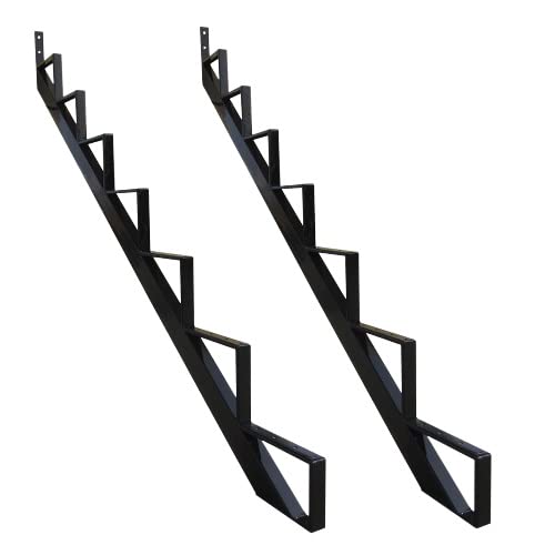 Photo 1 of **SCRAPES FROM TRANSPORT **Steel Stair Step Riser - 7 Step for Deck Height 57 inches (2 Pack) Stair Stringer