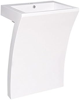 Fresca Quadro 22.50 in. Acrylic Pedestal Bathroom Sink in White with Overflow Drain FCB5024WH