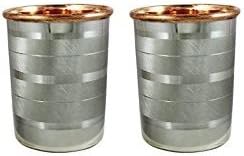 US Shopee Copper Tumbler Set of 2 | Traveller's Copper Glass tumbler | handmade pure Copper glass cup for water for Ayurveda Health Benefit