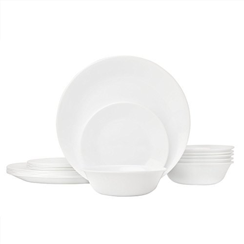 Corelle Livingware Piece Dinnerware Set, Winter Frost White , Service for 8 (24Piece Set