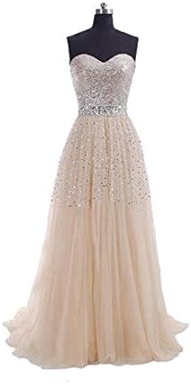 DingDingMail Women's Exquisite Sweetheart Tulle Long Prom Dresses 2019 Lace Up Party Gowns (067)