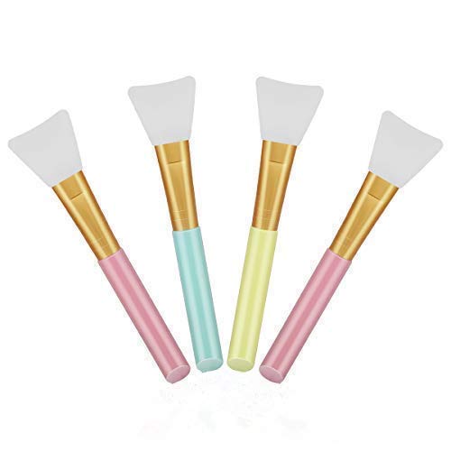 4 Pack Silicone Face Mask Makeup Brushes, Facial Mask Brush Skin Care Beauty Tool Silicone Cosmetic Brush Mud Mask Brush DIY Makeup Tool (Multicolor) (white)