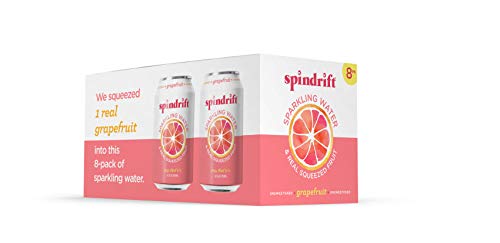 Spindrift Sparkling Water, Grapefruit Flavored, Made with Real Squeezed Fruit, 12 Fluid Ounce Cans, Pack of 8 (Only 15 Calories per Seltzer Water Can)