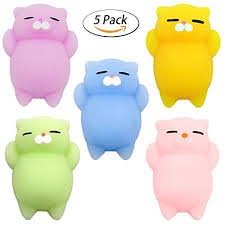 AJI Kawaii Slow Rising Squishy Squeezen Cute Cats Mini Fidget Toy Stress Reliever Kids Toy Gift Pack of 5