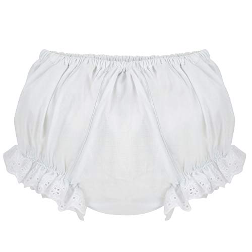 Carriage Boutique Baby Girls Panty Diaper Covers - Cotton Ruffled White Flowers, 18M