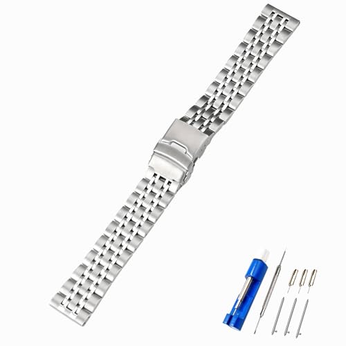 LDDAL Quick Release Stainless Steel Watch Band Replacement for Men Women，Metal Chain Watch Strap Width 20mm 22 mm