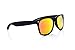 WearMe Pro -Square Horn Rimmed Soft Matte Frame Mirrored Lens Retro Sunglasses