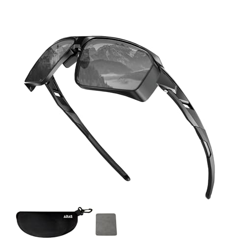 ARAS Sunglasses Men & Women Polarised for Driving, TR90 Lightweight Flexible Frame Sports Glasses, Adjustable Nose Pads, Sports Sunglasses-Men UV400 Fishing and Mountaineering