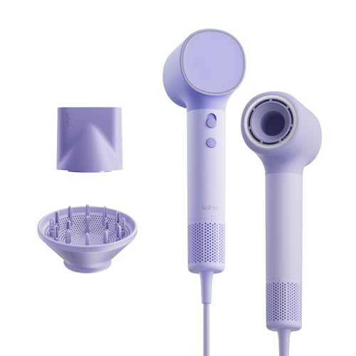 Laifen NEO Hair Dryer 22m/s High Speed Hair Dryer with 110,000RPM Motor, 390g Lightweight, 59dB Quiet, 200 Million Negative Ions, Includes Diffuser & Straightening Nozzle (Pastel Purple)