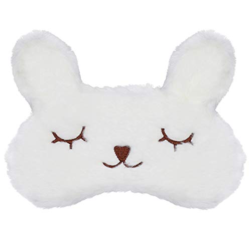 ZTL Cute Animal Eye Mask Soft Plush Sleep Masks for Women Girls Home Sleeping Traveling (White Rabbit)