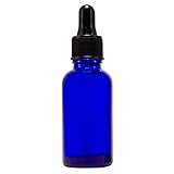 Cobalt Blue Glass Boston Round Bottle w/ Black Glass Dropper 1 oz