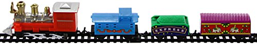 Mini Zug 11-teilig - Weihnachten Eisenbahn mit Lokomotive, 3 Waggons und 7 Schienen - Gesamtgröße ca. 78x28 cm – Bild 3