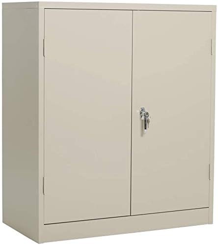 Amazon Com Steel Storage Cabinet With Doors Invie Lockable Metal Cabinet With 2 Adjustable Shelves Great For Garage Kitchen Pantry Office Patio And Laundry Room Gray Kitchen Dining