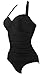COCOSHIP 50s Solid Black Elegant Retro Vintage One Piece Swimwear Swimsuits 2XL(US10)