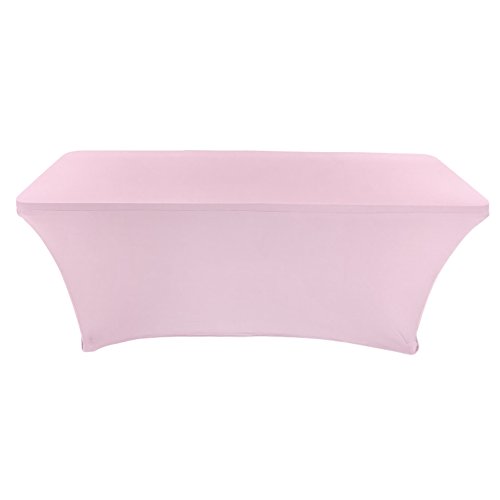CB Accessories Stretch Table Cover 6ft Rectangular Fitted Spandex Full Length Tablecloth for Weddings, Conferences and Holiday Party (6 ft, Pink)