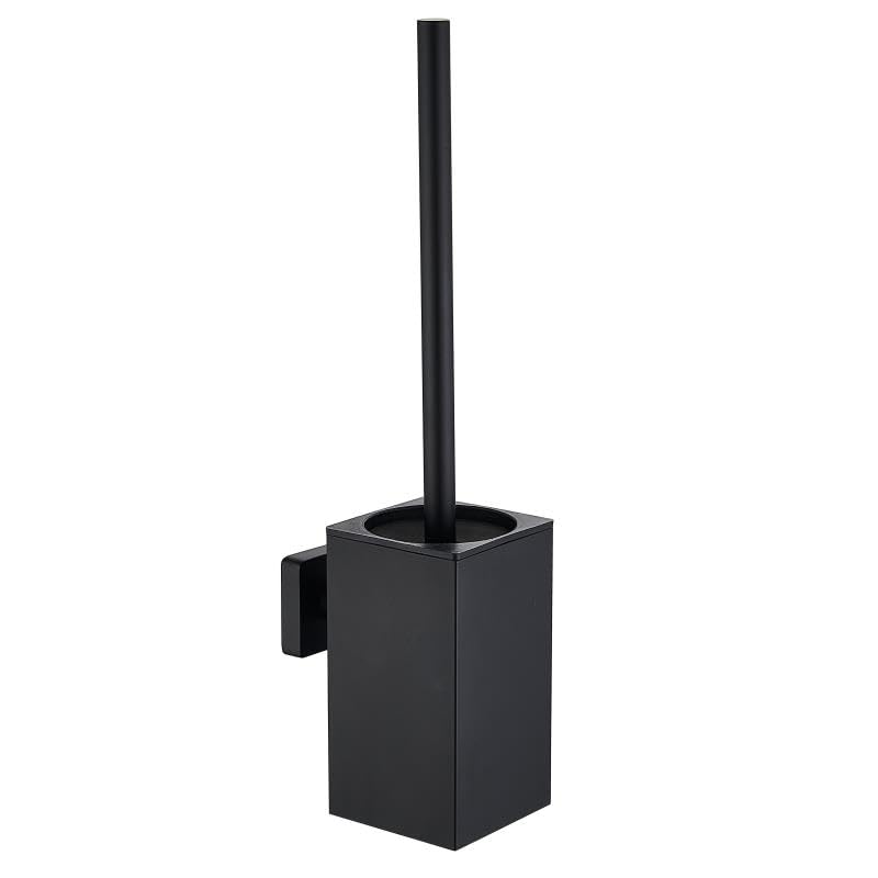 Toilet Brush and Holder, NSCMQSL Toilet Bowel Brush for Cleaning with Stainless Steel Handle,Space Saving for Storage Toilet Brush Wall Mount Square(Matte Black)