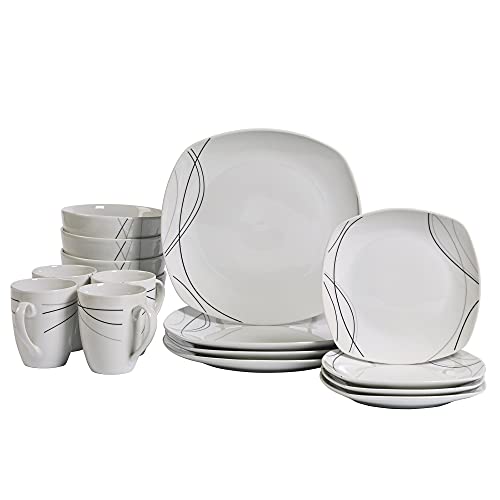 Tabletops Gallery Alec 16 Piece Square Dinnerware Set, Service for 4