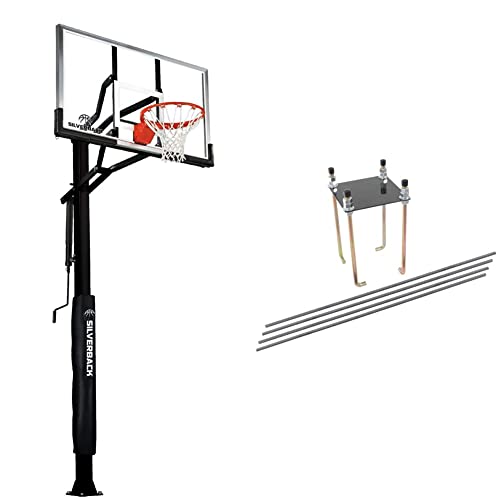 Silverback 60" InGround Basketball System & 7" Basketball Hoop Anchor Kit Designed for