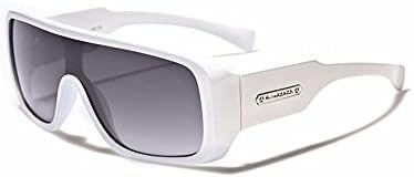 Biohazard Large Shield Mens Futuristic Goggle Style Designer Celebrity Sunglasses, White, Smoke