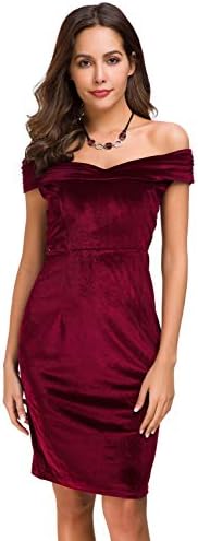 Womens Vintage Off Shoulder Velvet Bodycon Dresses Sexy Midi Pencil Dress  for Party Cocktail Formal Evening Wedding, Wine Red, L price in UAE |  Amazon UAE | kanbkam