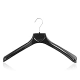 HANGERWORLD Pack of 10 Strong Black Plastic Clothes Top Hangers - 45cm With 6cm Shoulder Support For Jackets, Coats etc.