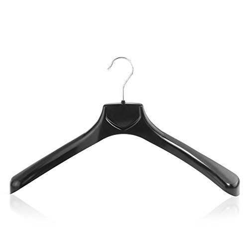 HANGERWORLD Pack of 10 Strong Black Plastic Clothes Top Hangers - 45cm With 6cm Shoulder Support For Jackets, Coats etc.