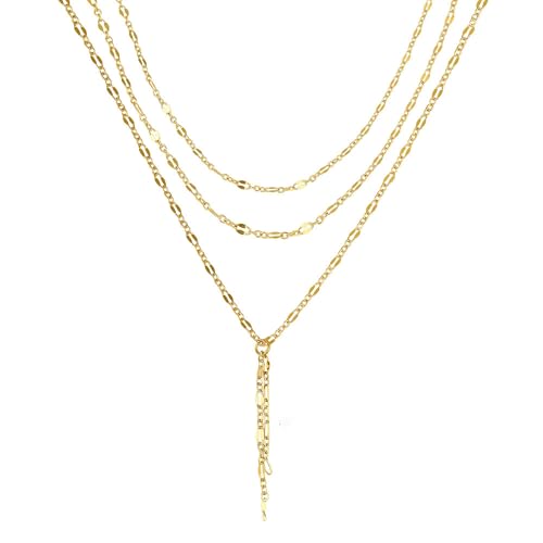 Tewiky Lariat Necklace for Women, Dainty Long Necklaces 14k Gold Plated Heart Pearl CZ Teardrop Pendant Necklace Simple Drop Necklace Trendy Y Necklace Fashion Jewelry for Women