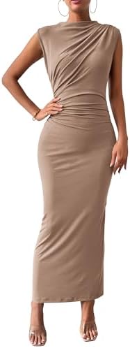 Amazon.com: LAGSHIAN Women's Elegant Crew Neck Backless Maxi Dress