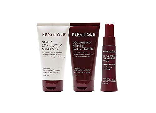 Keranique 30 Day Lift & Repair Kit | Shampoo, Conditioner, and Lift & Repair Treatment Spray | Keratin Amino Complex | Seals Split Ends | Free of Sulfates, Dyes and Parabens