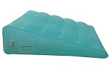 ObboMed HR-7510 Inflatable Portable Bed Wedge Pillow with Velour Surface for Sleeping, Travel, Trip Vacation, Horizontal Indention Prevent Sliding, 23" x 22" x(7.5"~1.5"), Cyan