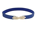 Women Leaf Shaped Interlocking Buckle 2.5cm Wide Stretch Cinch Belt