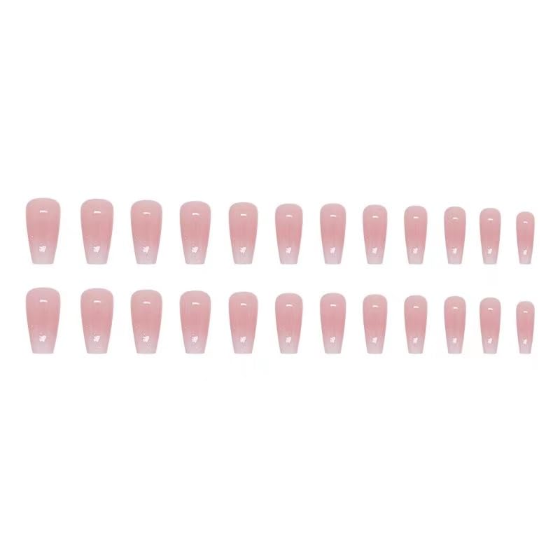 Magrace Press on Nails Medium Nude Fake Nails French Tips Full Cover Square False Nails with Designs 24 Pcs Stick on Nails for Women and Girls (A-1) - Image 2