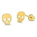 14k Gold Plated Brass Skull Screwback Baby Girls Earrings with Sterling Silver Post