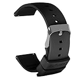 Lwsengme Silicone Watch Replacement Band with Quick Release-Choose Color & Width (20mm,22mm) & Length-Soft Rubber Watch Strap (Black, 22mm)