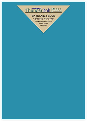 125 Bright Aqua Blue Color 65# Cover/Card Paper Sheets - 5 X 7 Inches Photo|Card|Frame Size - 65 lb/pound Light Weight Cardstock - Quality Smooth Paper Surface