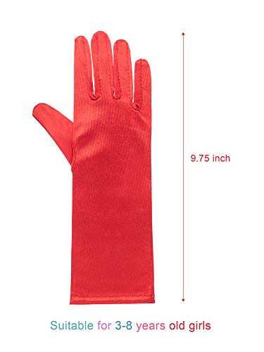Zhanmai 6 Pairs Princess Dress Up Long Gloves Shiny Silky Satin Gloves for Kids Party, Wedding, Formal Pageant, Ages 3 to 8 Years Old (6 Colors) - Thumbnail 3