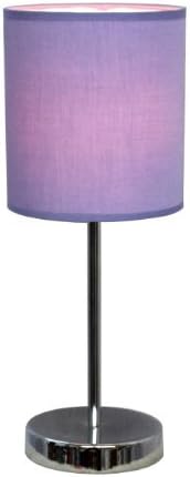 Simple Designs Home Simple Designs LT2007-PRP Chrome Mini Basic Table Lamp with Fabric Shade, Purple