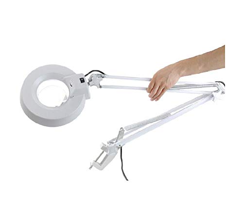 Zinnor 10X Desk Table Clamp Mount Magnifier, Desk Table Magnifier with LED Light Magnifying Glass Lens Diopter, Utility Light for Desk, Table, Task, Craft, Workbench (Cyan Glass) - USA Shipping