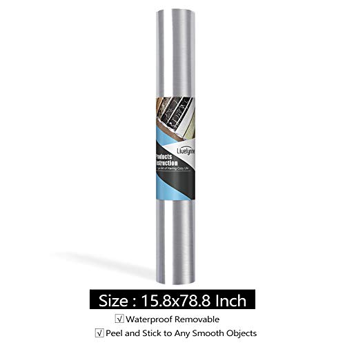 Livelynine Brushed Nickel Peel and Stick Wallpaper Silver Stainless