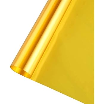 Transparent Decorative Window Film Anti UV Colorful Adhesive Vinyl Heat Insulation Solar Window Tinting Sheets Glass Film for Christmas Home Decoration, 17.7Inch x 78.7Inch, Yellow