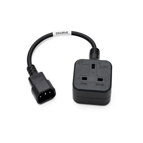 DKURVE® IEC C14 Male Plug to UK PDU/UPS Power Extension Cable,Quality UPS Power Cable IEC320 C14 Male Plug to UK 13A Female Socket, Connect C13 Adapter Lead Cord for PDU UPS 13A 250V (30CM)