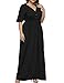 Allegrace Women's Plus Size V Neck Button up Maxi Dress Bell Sleeve Beach Long Dresses Black 4X