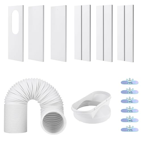 Photo 1 of Brosyda Portable Air Conditioner Window Vent Kit with 5.1" AC Exhaust Hose & Coupler, Adjustable Portable AC Window Vent Kit, Upgraded Seamless Window Panel Kit for Sliding Windows